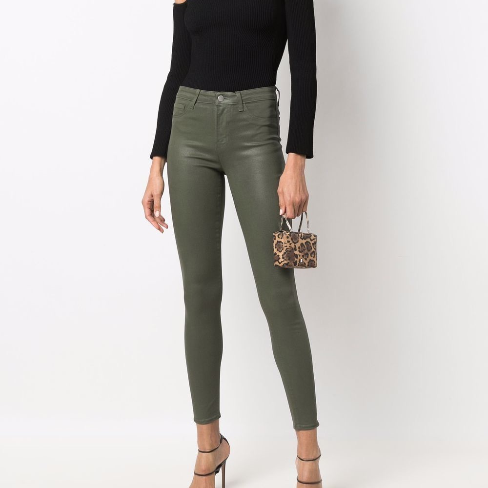 L’Agence Green Coated Trousers